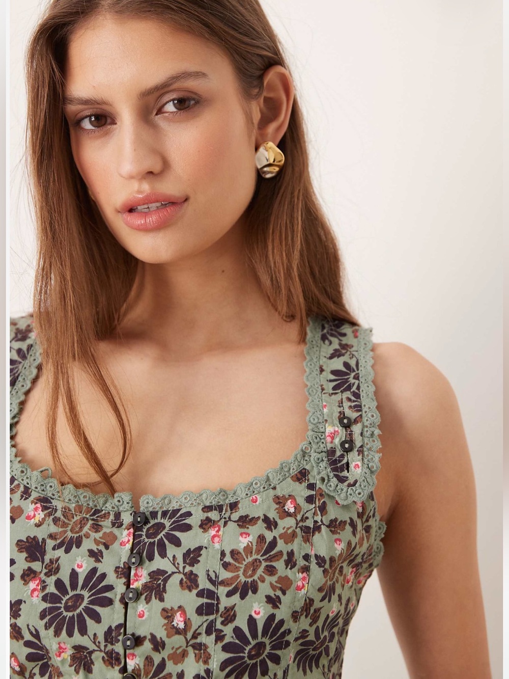 Free People Bridgette Corset Top Black Combo Floral Lace Size S NWT - Picture 3 of 7